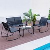 Tangkula 4 Piece Rocking Bistro Set Patio Furniture Set w/ Loveseat 2 Rocking Chairs - 3 of 4