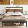 WOWLIVE Bed Frame with LED Light and Charging Station, Metal Frame with Storage Headboard, Large Storage Space, No Spring Box Needed - image 3 of 4