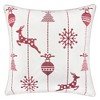 YOOCOZZ Christmas Trendy Bedding Decor, Household Supplies - White Christmas Throw Pillow 20x20 with Red Embroidered Reindeer and Snowflakes - 2 of 4
