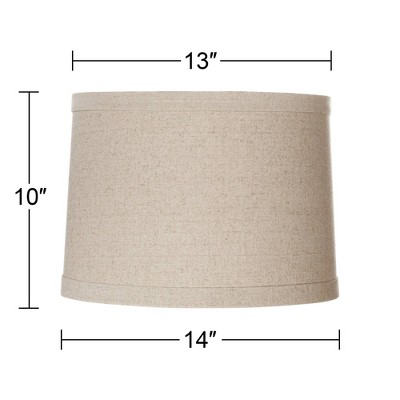 Set of 2 Natural Linen Drum Lamp Shades with Chrome Fittings