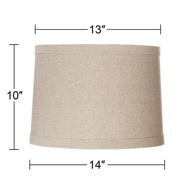 Springcrest Set of 2 Natural Linen Medium Drum Lamp Shades 13" Top x 14" Bottom x 10" High (Spider) Replacement with Harp and Finial, 5 of 11