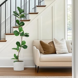 5/ 6/ 7FT Artificial Fiddle Leaf Fig Tree in Black Nursery Pot,Faux Potted Tree for Home Decor, Fake Rubber Tree for Indoor Office Living Room - 1 of 4
