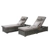 Outdoor Recliner Set of 2,Rattan Recliners With Adjustable Backrest,Table And Cushion,Recliner With Storage For Poolside-Cuddlewood - 3 of 4