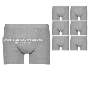 6-Pack Wearever Men's Regular Absorbency Incontinence Trunk Boxer Briefs - 1 of 4