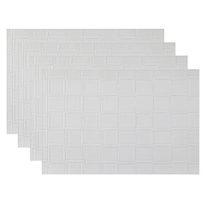 HomeRoots 18" Set of Four White Basketweave Faux Leather Placemats - 1 of 4