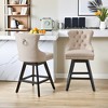 Hrinhom Swivel Bar Stools Set of 2,Modern Upholstered Bar Chairs with Wood Legs and Footrest - 2 of 4
