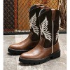 Santimon Mid-Calf Western Cowboy Boots, Embroidered, Thick Sole, Brown - 2 of 4