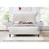 DOMETOUR Velvet Tufted Nailhead Platform Bed, Queen - Beige - 4 of 4