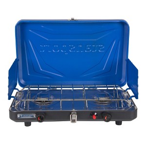 Stansport Double Burner Stove Piezo Ignition With Drip Pan Blue - 1 of 4