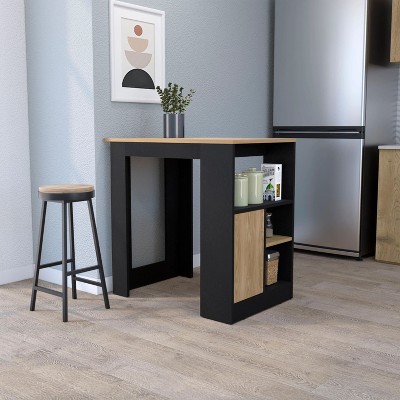 NicBex Kitchen Island Cart Morden Kitchen Carts with Storage, 3 Shelves and 1 Cabinet for Kitchen, Black and Oka