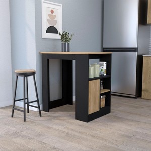 NicBex Kitchen Island Cart Morden Kitchen Carts with Storage, 3 Shelves and 1 Cabinet for Kitchen, Black and Oka - 1 of 4