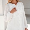 Women's White Lace Long Sleeve Button-Up Mini Dress - Cupshe - 4 of 4