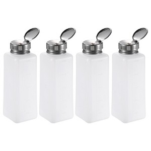 Unique Bargains Plastic Acetone Cleanser Nail Polish Remover Push Down Alcohol Dispenser Bottles 4 Pcs 500ML (17oz) White - 1 of 4