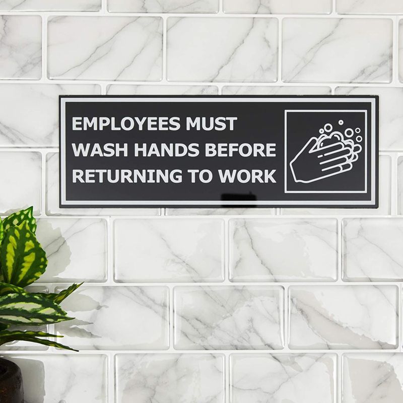 Stockroom Plus 3 Pack Magnetic Safety Bathroom Sign, Employees Must Wash Hands Before Returning to Work (9 x 3 In), 2 of 6