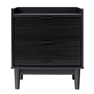 Gulches Black Nightstand - Mid-Century Modern 2-Drawer Accent Table - 1 of 4
