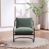 FERPIT Modern Curved Accent Chair with Faux Linen Upholstery, Comfy Lounge Chair with Metal Frame & Cushions - 4 of 4