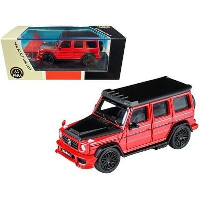 Mercedes AMG G63 Liberty Walk Wagon Red with Black Hood and Top 1/64 Diecast Model Car by Paragon