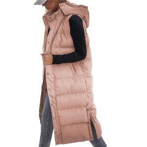 Imily Bela Womens Long Puffer Vest Hooded Sleeveless Winter Coats Quilted Warm Zip Up Padded Outerwear - 1 of 4