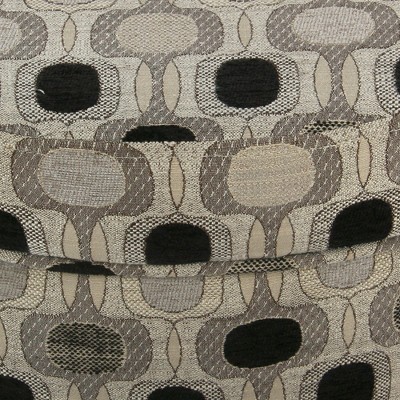 24" Black and Gray Geometric Round Storage Ottoman