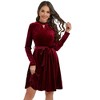 WhizMax Women's Retro Velvet Cocktail Party Dress Long Sleeve dress With Belt - 2 of 4
