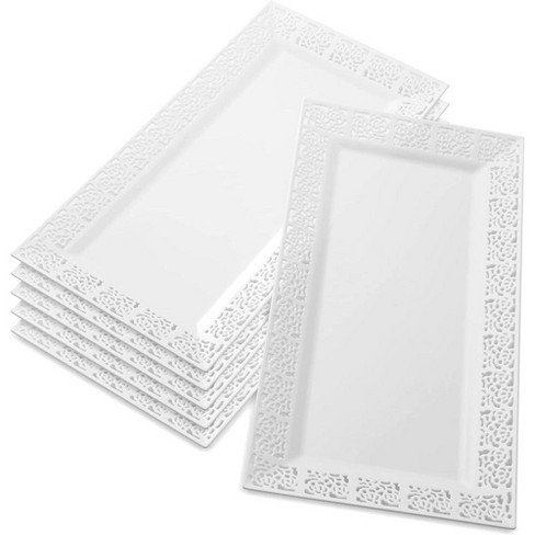 Silver Spoons Elegant Lace Plastic Serving Trays, Disposable Plastic Trays  And Platters For Party, 14” X 7.5”, (6 Pc) : Target