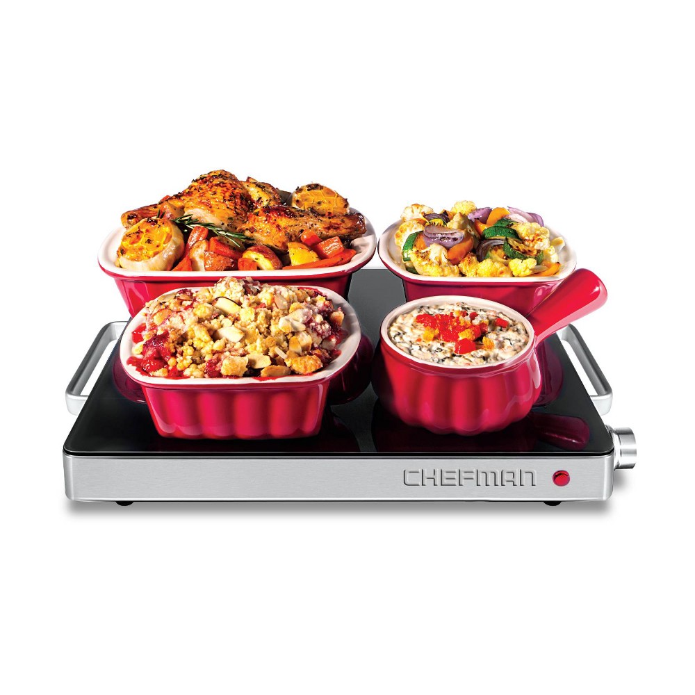 Chefman Mini Glass Top Warming Tray with Temperature Control, Black