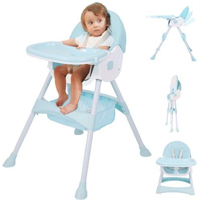 Napei 6- in -1 Baby High Chair with 6 -Point Safety Harness and Adjustable Dining Tray,Foldable High Chair for Space-Saving