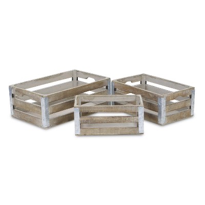 Cheung's Samil Slatted Set of 3 Wooden Crates