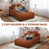 Dolonm 66.5" Chaise Lounge Chair indoor, Deep Seated Armchair Lounge Chair Compressed Sofa, Convertible Floor Bed,With Cup Holder and Side Pockets - 3 of 4
