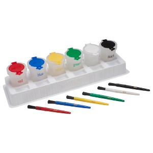 ECR4Kids Large Trilingual Paint Cups and Brushes, Art Set, Assorted, 12 Sets - 1 of 1