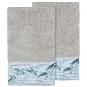 Linum Home Textiles 100% Turkish Cotton MIA Embellished Towel Set - 1 of 2
