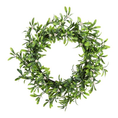 Transpac Artificial 22 in. Green Christmas Mistletoe Wreath