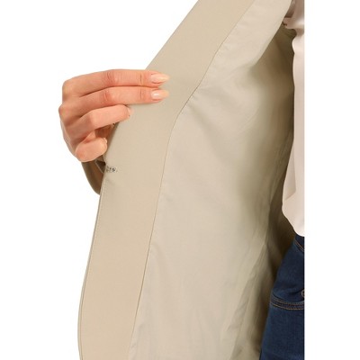 Allegra K Women's Spring Shawl Collar Puff Sleeve Work Blazer with Pockets Beige X-Small — фото 5