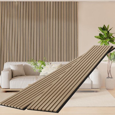 Dyonery Wood Slat Wall Panels 4 Pack 93.5" x 12.6" Soundproof Wall Panels