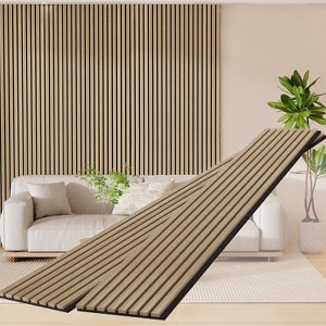 Dyonery Wood Slat Wall Panels 4 Pack 93.5" x 12.6" Soundproof Wall Panels - 1 of 4