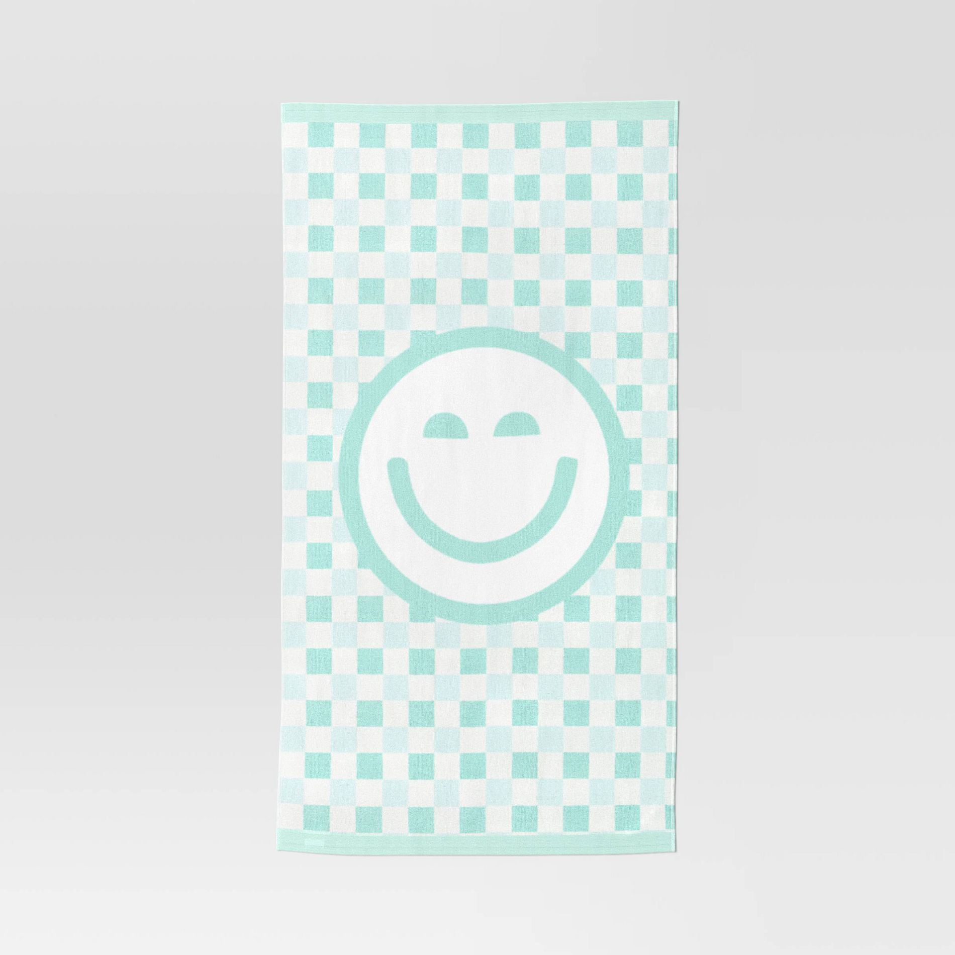 Checkered Smile Beach Towel Aqua - Sun Squad™
