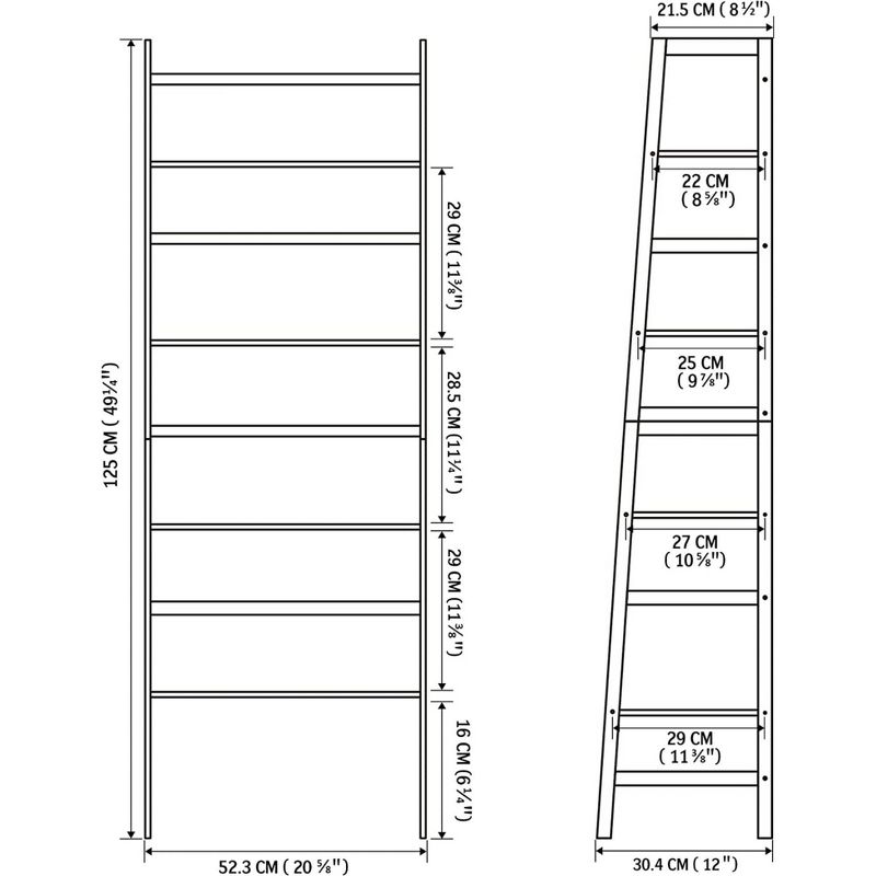 Ladder Shelf, 4/5 Tier, Bamboo Storage Rack , Leaning Storage Shelves, Modern Open Bookcase for Bedroom Office, Living Room-The Pop Home, 5 of 12