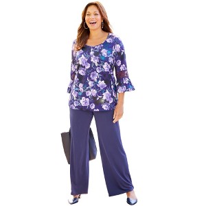Catherines Women's Plus Size Bella Crochet Trim Top - 1 of 4