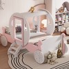 YONWAY Twin Size Princess Bed Frame for Girls, Wooden Princess Carriage Bed with Crown, Kids Twin Bed Frames for Girls Boys with Stair - 4 of 4