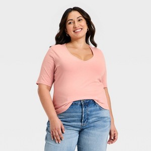 Women's Short Sleeve V-Neck Slub T-Shirt - Universal Thread™ - 1 of 3