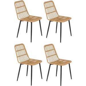 Nordlys Set of 4 Metal and Rattan Dining Chairs Exotic Boho Dining Room - 1 of 4