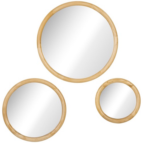 Homcom Set Of 3 Wood Wall Mirror, Home Modern Round Mirror For ...
