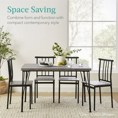 Black Metal and Wood 5-Piece Dining Set with 4 Chairs