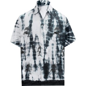 LA LEELA Men's Luau Beach Shirts Casual Short Sleeve Button Down Shirts Hawaiian Shirt for Men M Cloud X, Light Tie Dye - 1 of 4