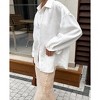 Women's Long Sleeve Casual Shirt Jacket Versatile Loose Fit Woven Blouse Top Lightweight Stand Collar - 2 of 4