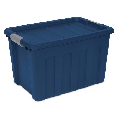 plastic lidded storage bins