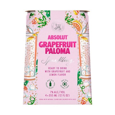 Absolut Grapefruit Paloma Sparkling Vodka Cocktail 4pk 355ml Cans Target