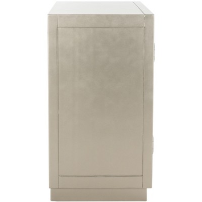 Gray Mirrored Glam Art Deco Accent Cabinet