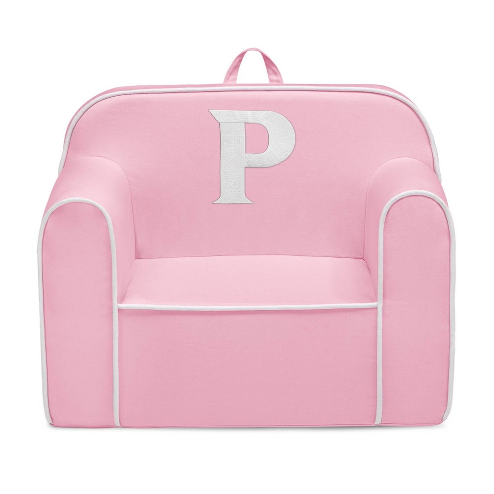 Delta Children Personalized Monogram Cozee Foam Kids' Chair - Customize with Letter P - 18 Months and Up - Pink & White -  88964230