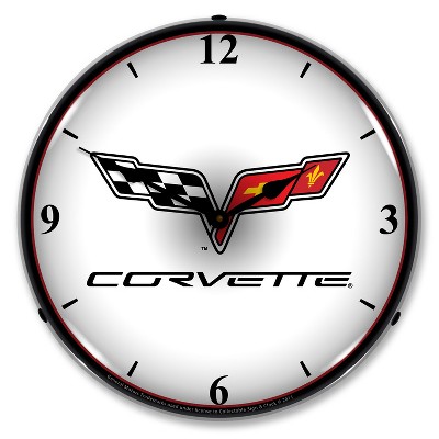 Collectable Sign & Clock | C6 Corvette LED Wall Clock Retro/Vintage, Lighted